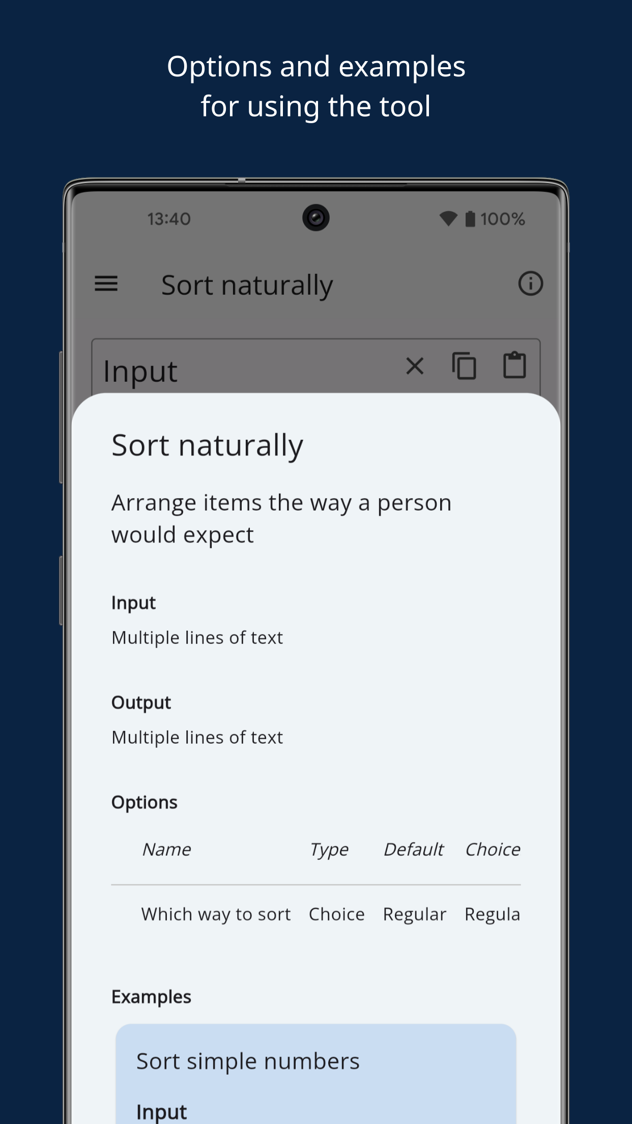 Options and examples