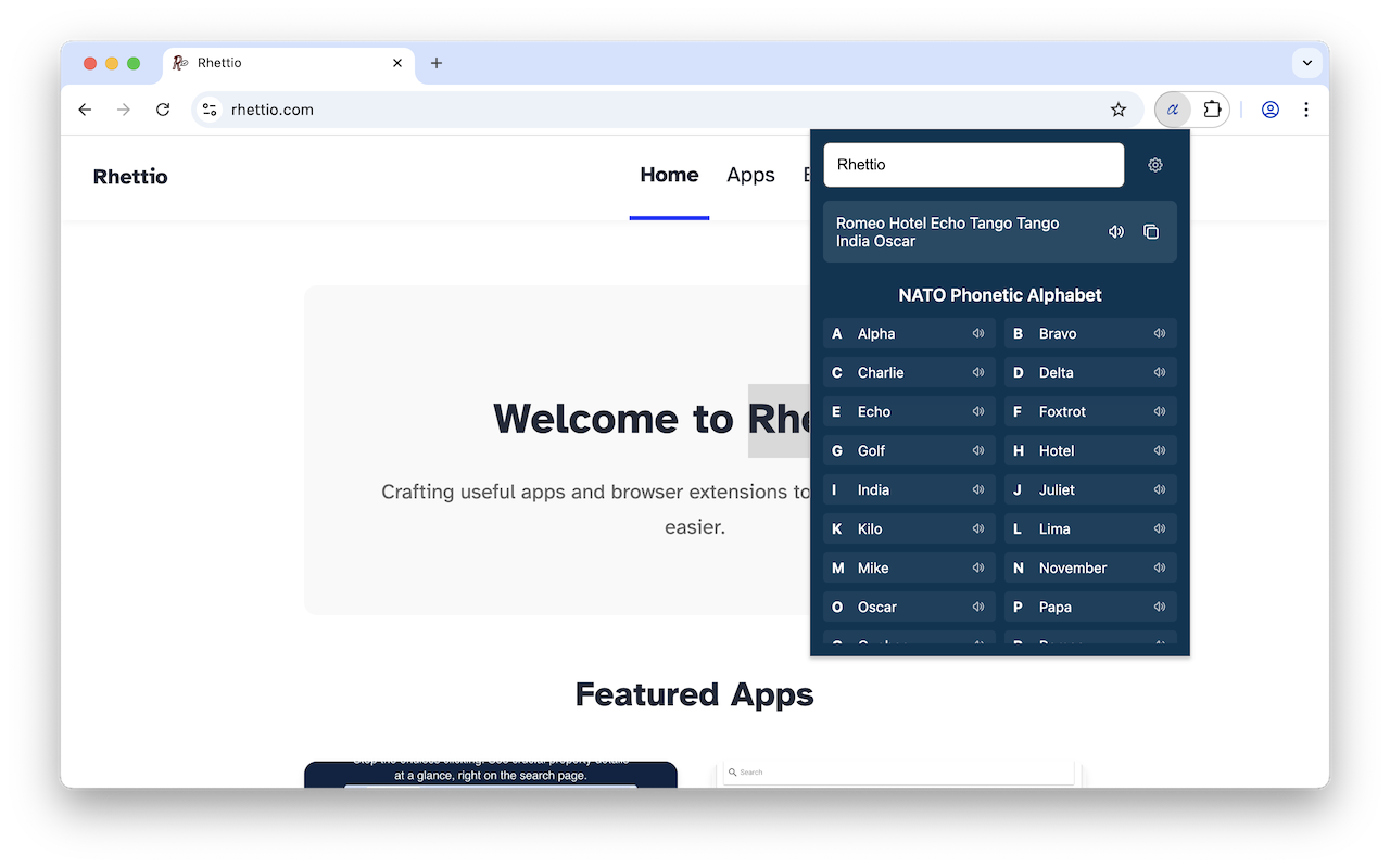 Extension popup with text conversion and reference