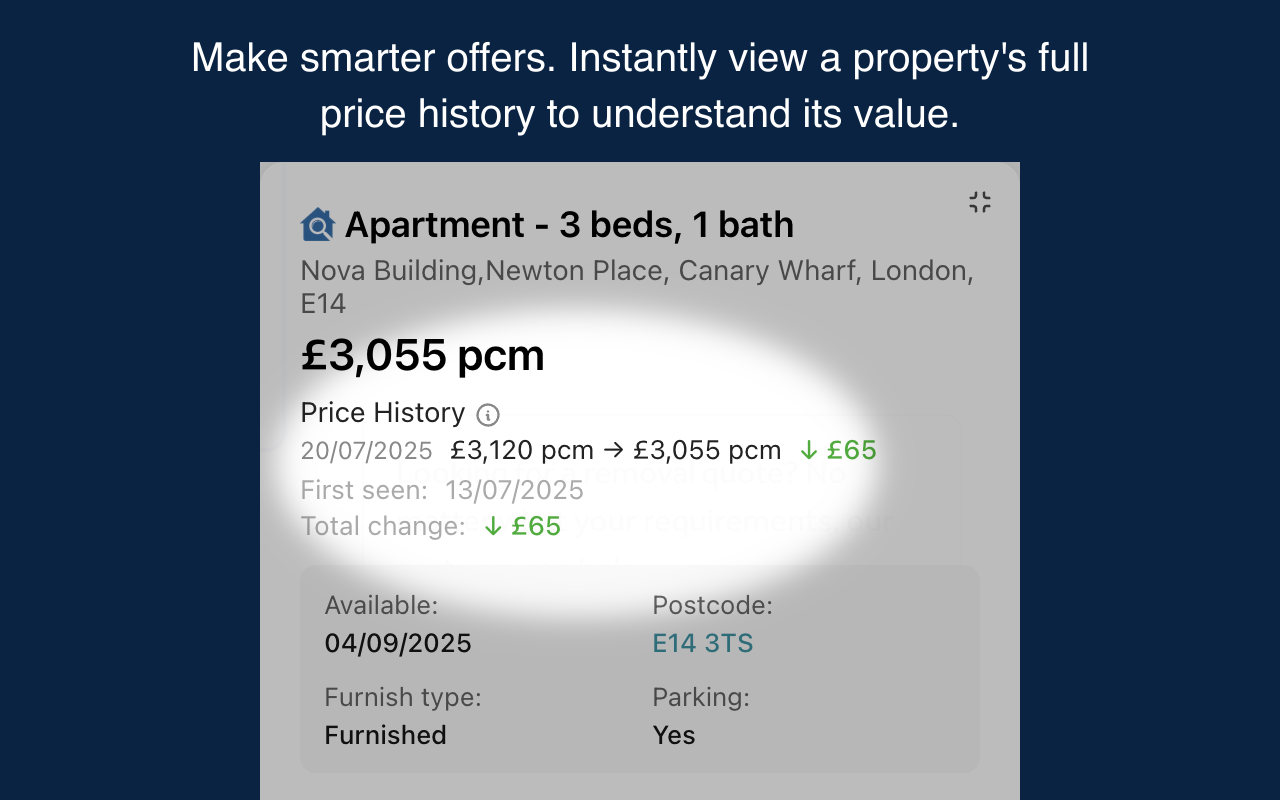 Property price history tracking