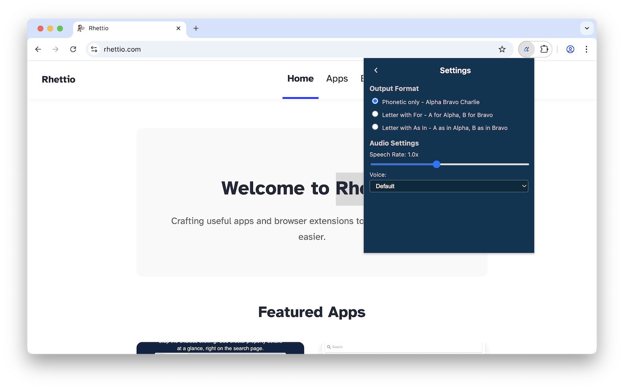 Settings panel with customization options
