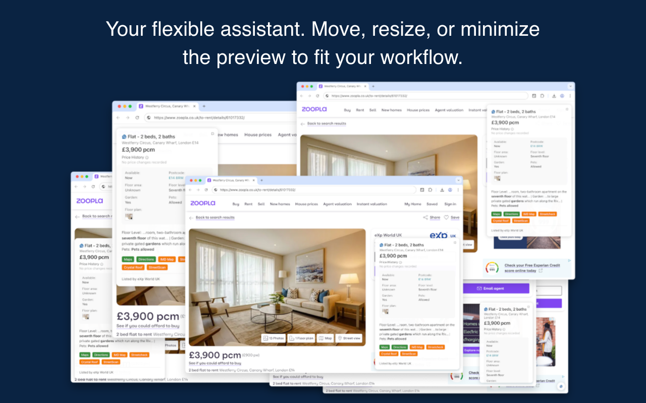 Flexible preview panel